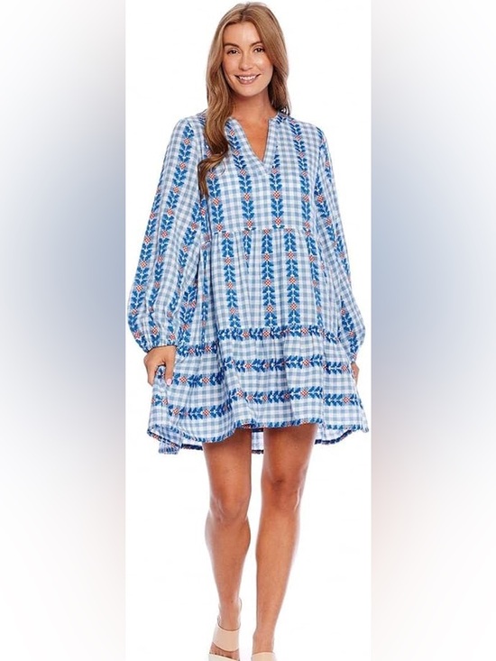 Mud Pie Dresses & Skirts - Mud Pie Blue and White Gingham Eliza Yarn Dye Dress